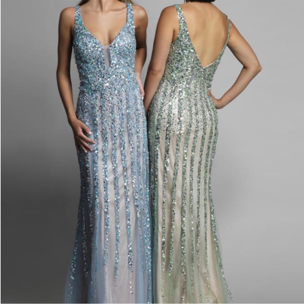 Blue sequin formal dress